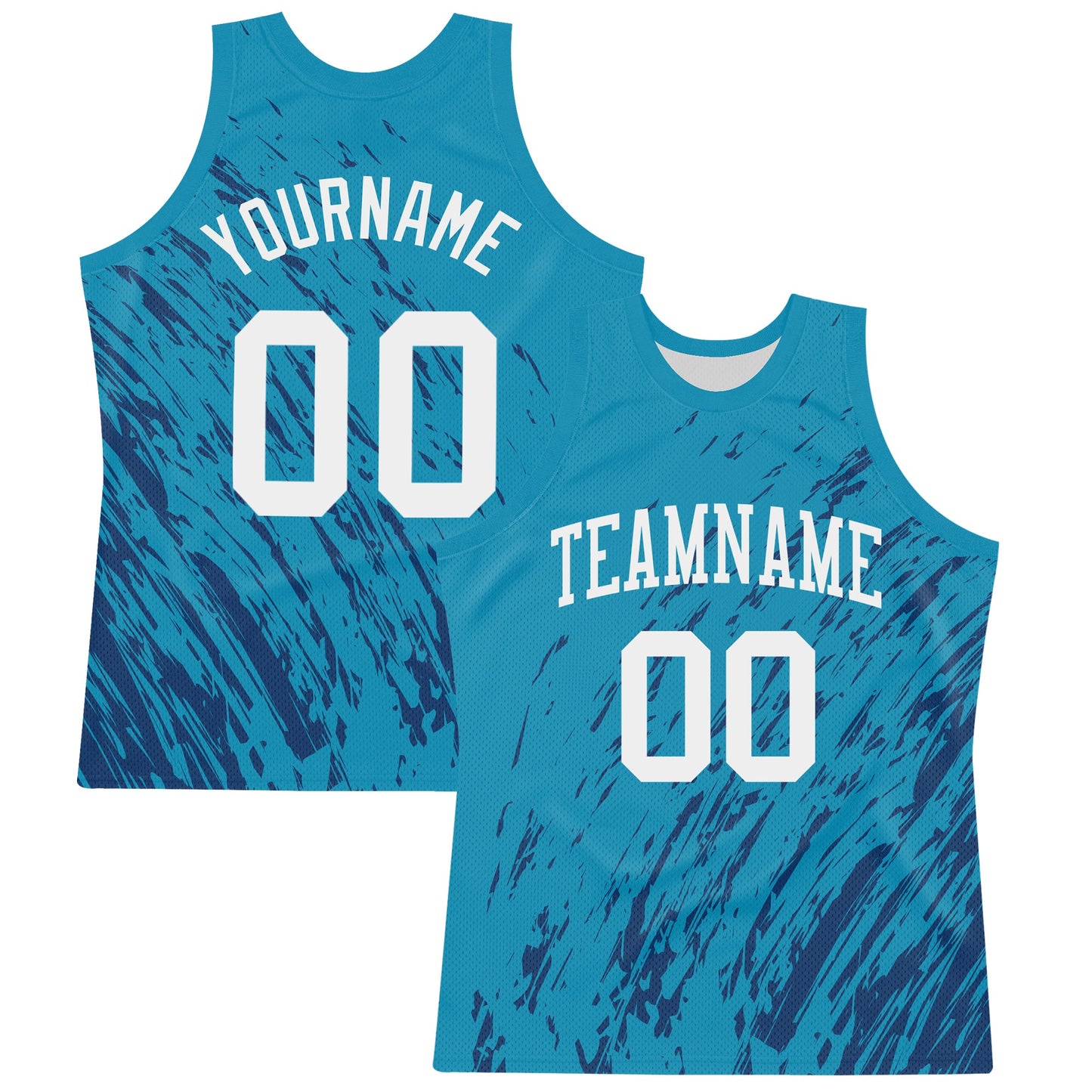 Custom Panther Blue White Splash Round Neck Sublimation Basketball Set Jersey - Main View