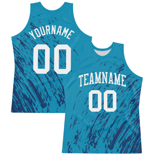 Custom Panther Blue White Splash Round Neck Sublimation Basketball Set Jersey - Main View