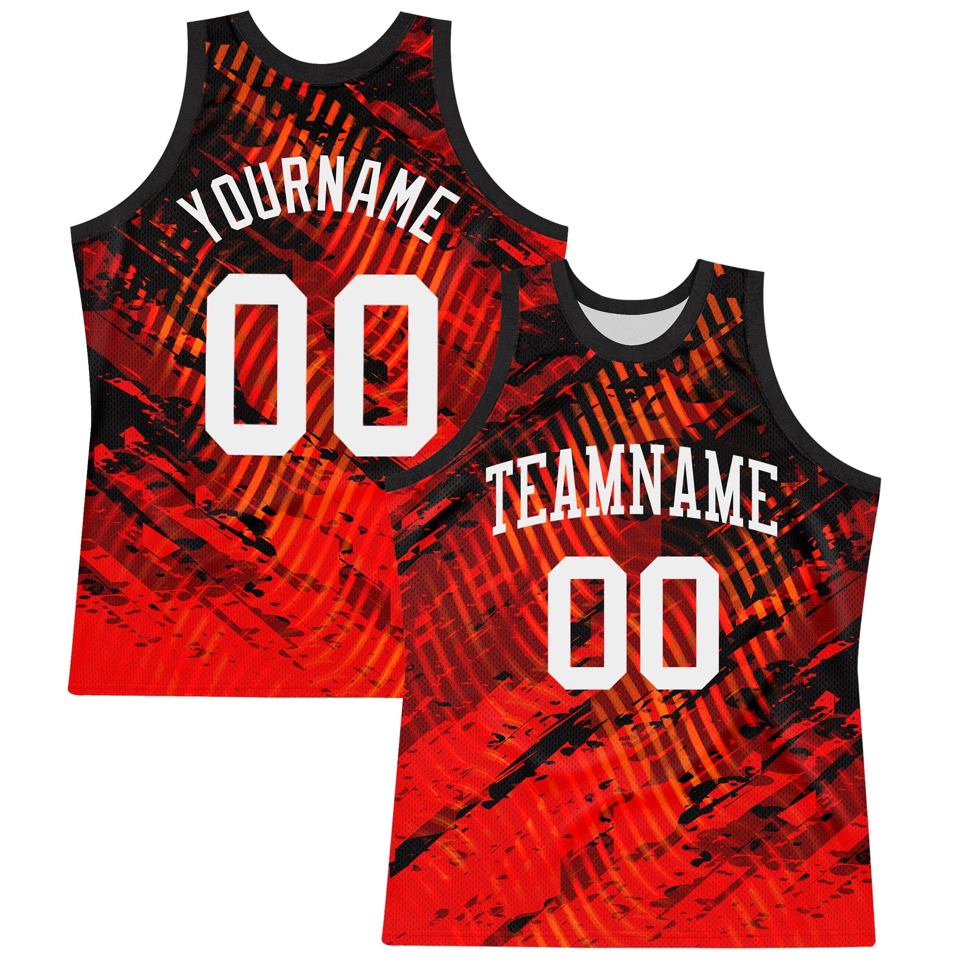 Custom Red White-Black Splash Round Neck Sublimation Basketball Set Jersey - Main View