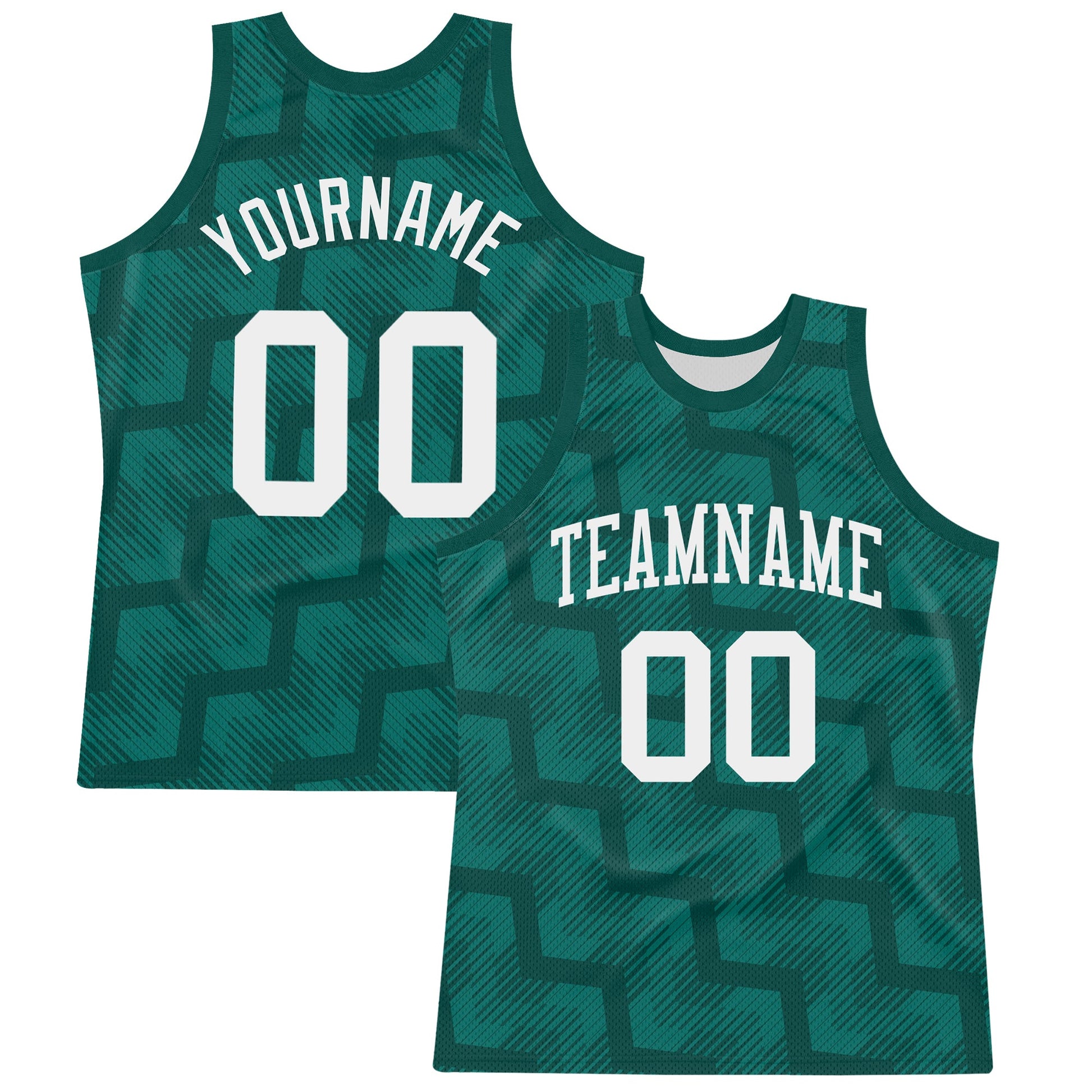 Custom Green White Line Round Neck Sublimation Basketball Set Jersey - Main View