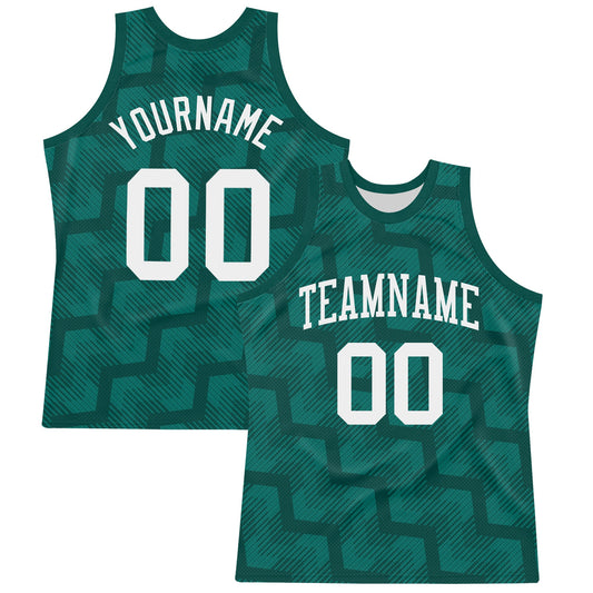 Custom Green White Line Round Neck Sublimation Basketball Set Jersey - Main View