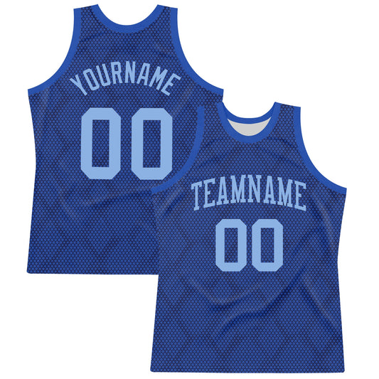 Custom Royal Light Blue Dot Round Neck Sublimation Basketball Set Jersey - Main View