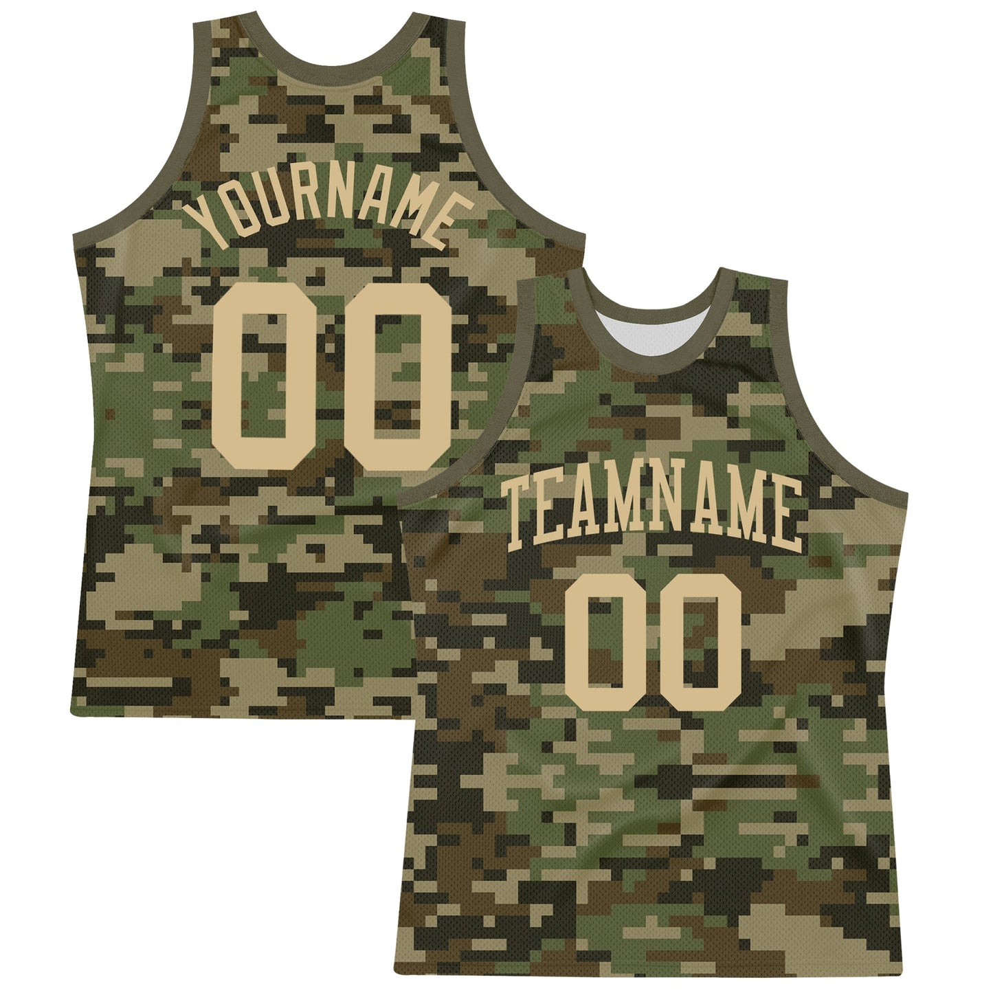 Custom Camo Vegas Gold-Olive Round Neck Sublimation Salute To Service Basketball Set Jersey - Main View