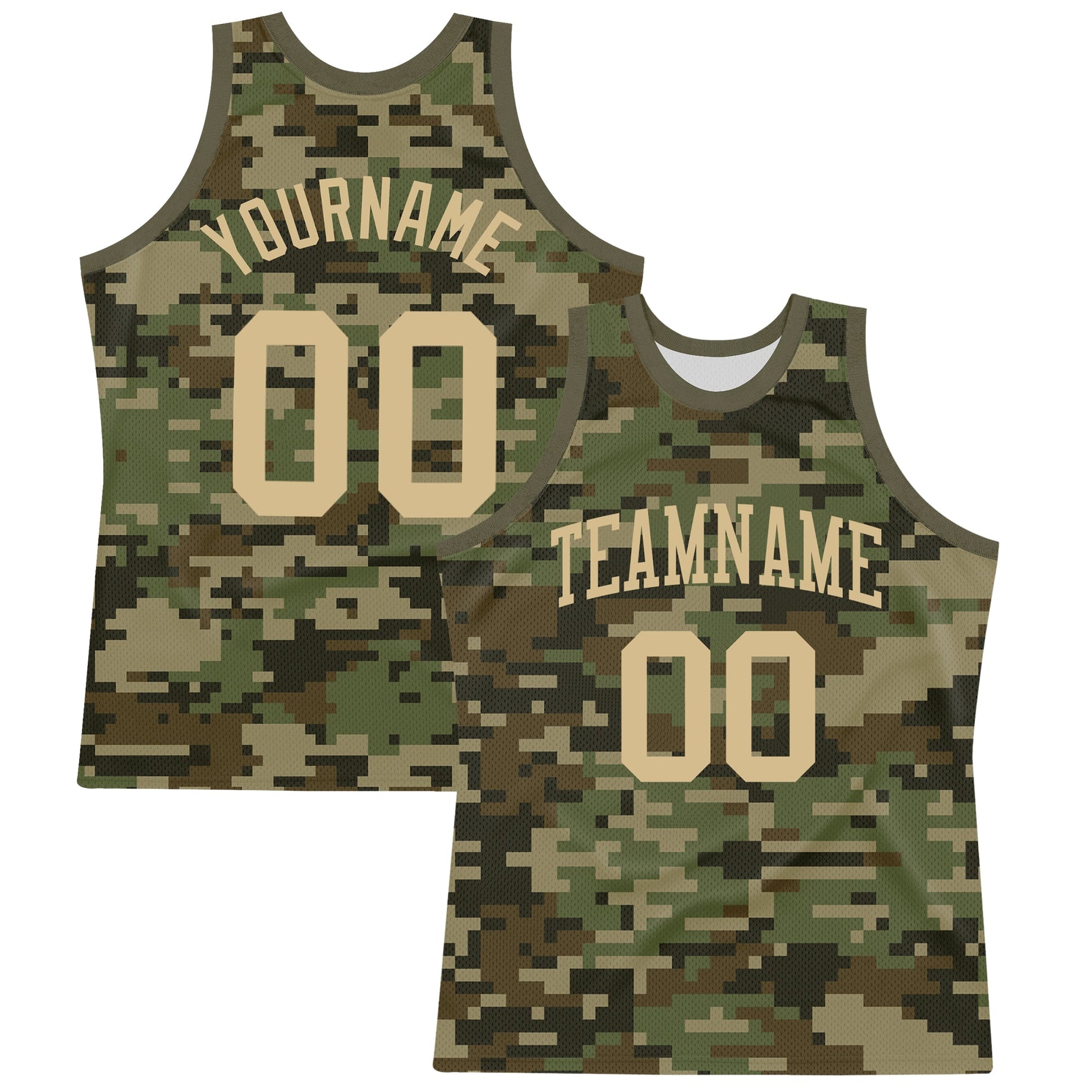 Custom Camo Vegas Gold-Olive Round Neck Sublimation Salute To Service Basketball Set Jersey - Main View