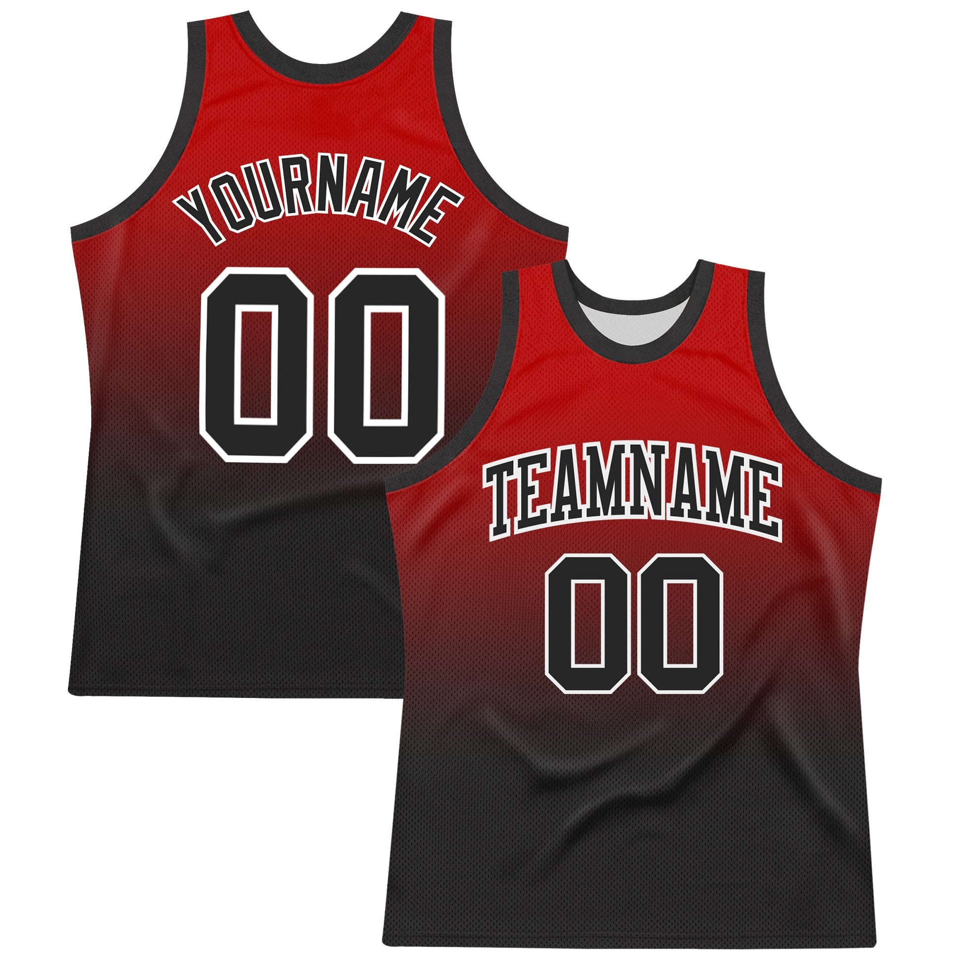 Custom Red Black-White Fade Fashion Round Neck Sublimation Basketball Set Jersey - Main View