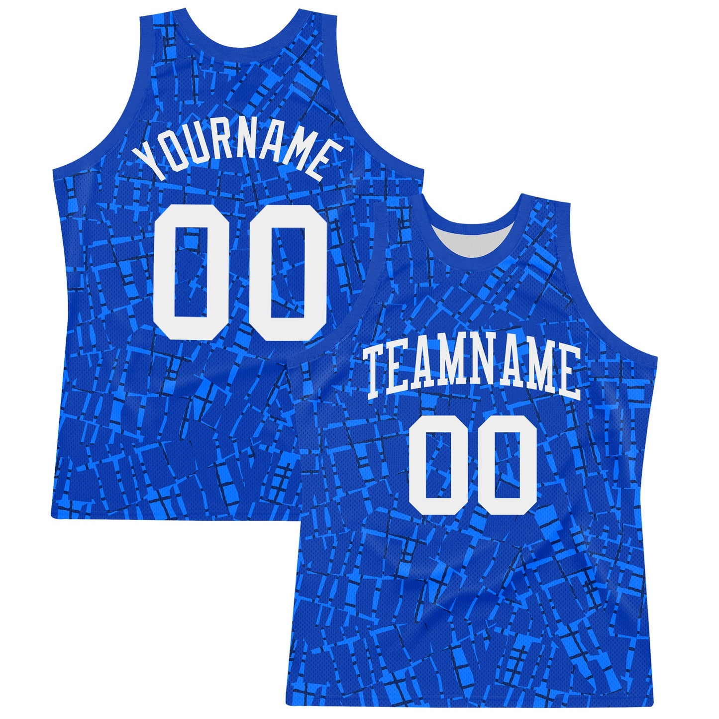 Custom Royal White Round Line Neck Sublimation Basketball Set Jersey - Main View