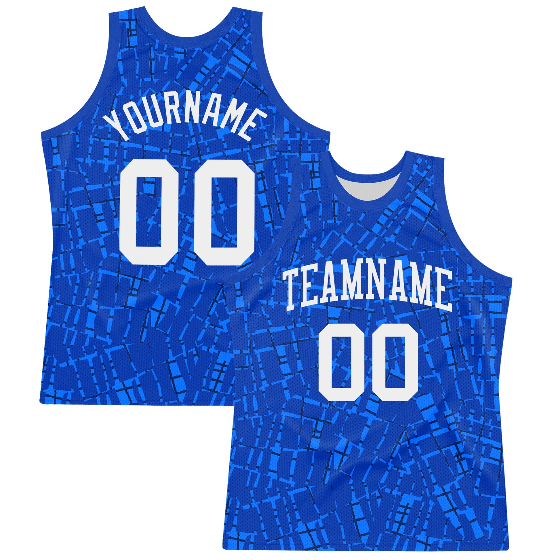 Custom Royal White Round Line Neck Sublimation Basketball Set Jersey - Main View