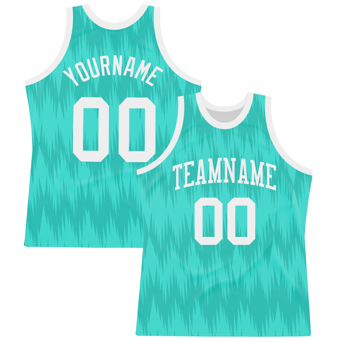 Custom Aqua White Wave Round Neck Sublimation Basketball Set Jersey - Main View
