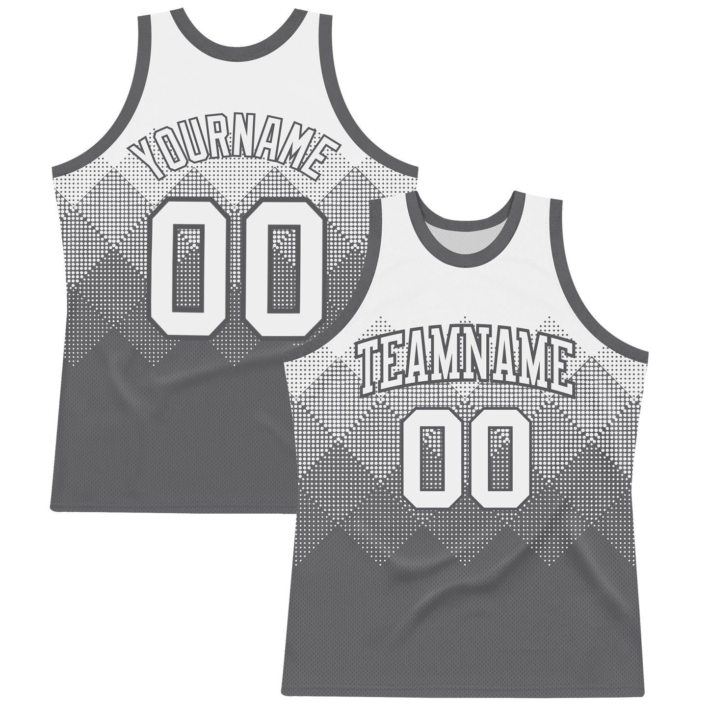Custom White Steel Gray Gradient Square Shapes Round Neck Sublimation Basketball Set Jersey - Main View