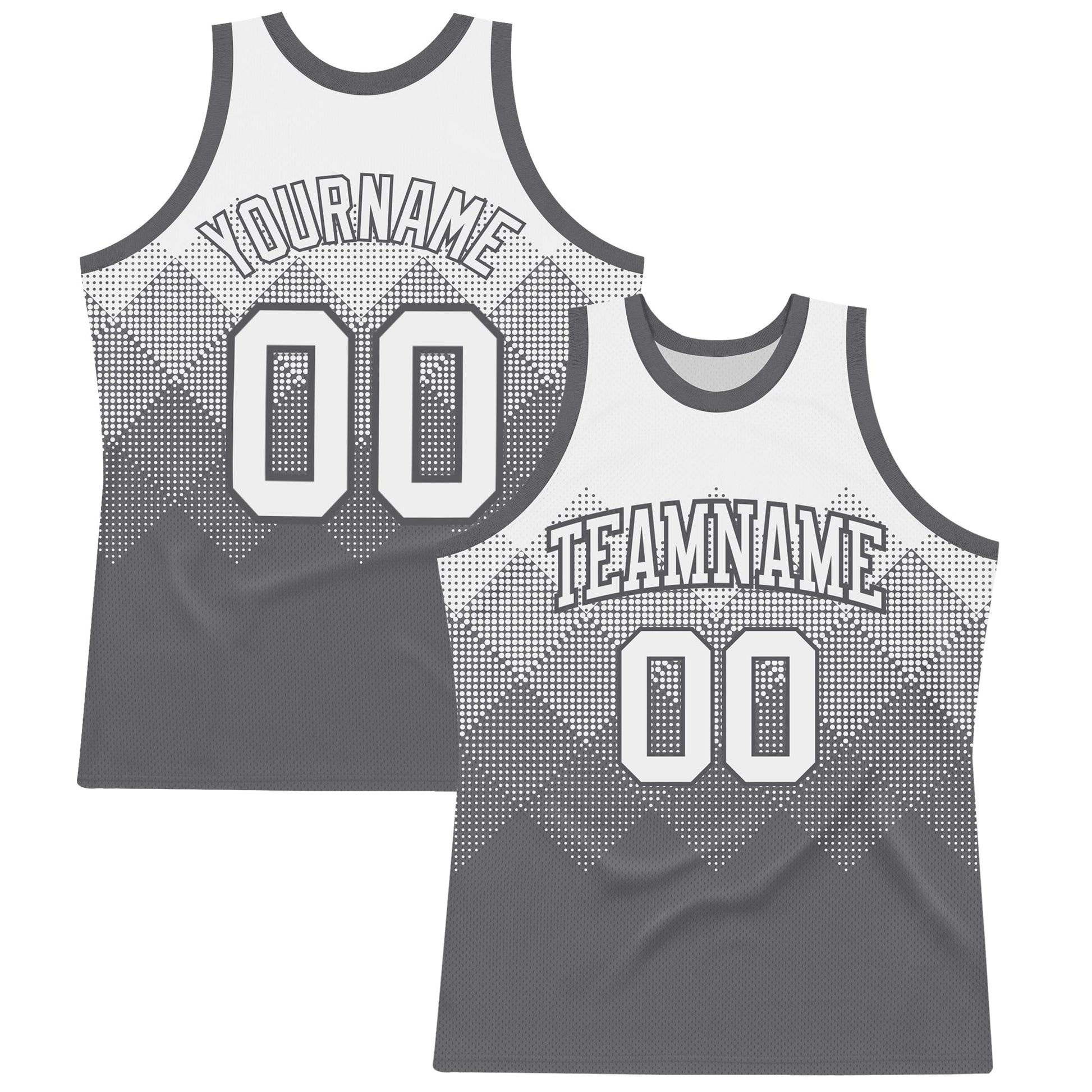 Custom White Steel Gray Gradient Square Shapes Round Neck Sublimation Basketball Set Jersey - Main View