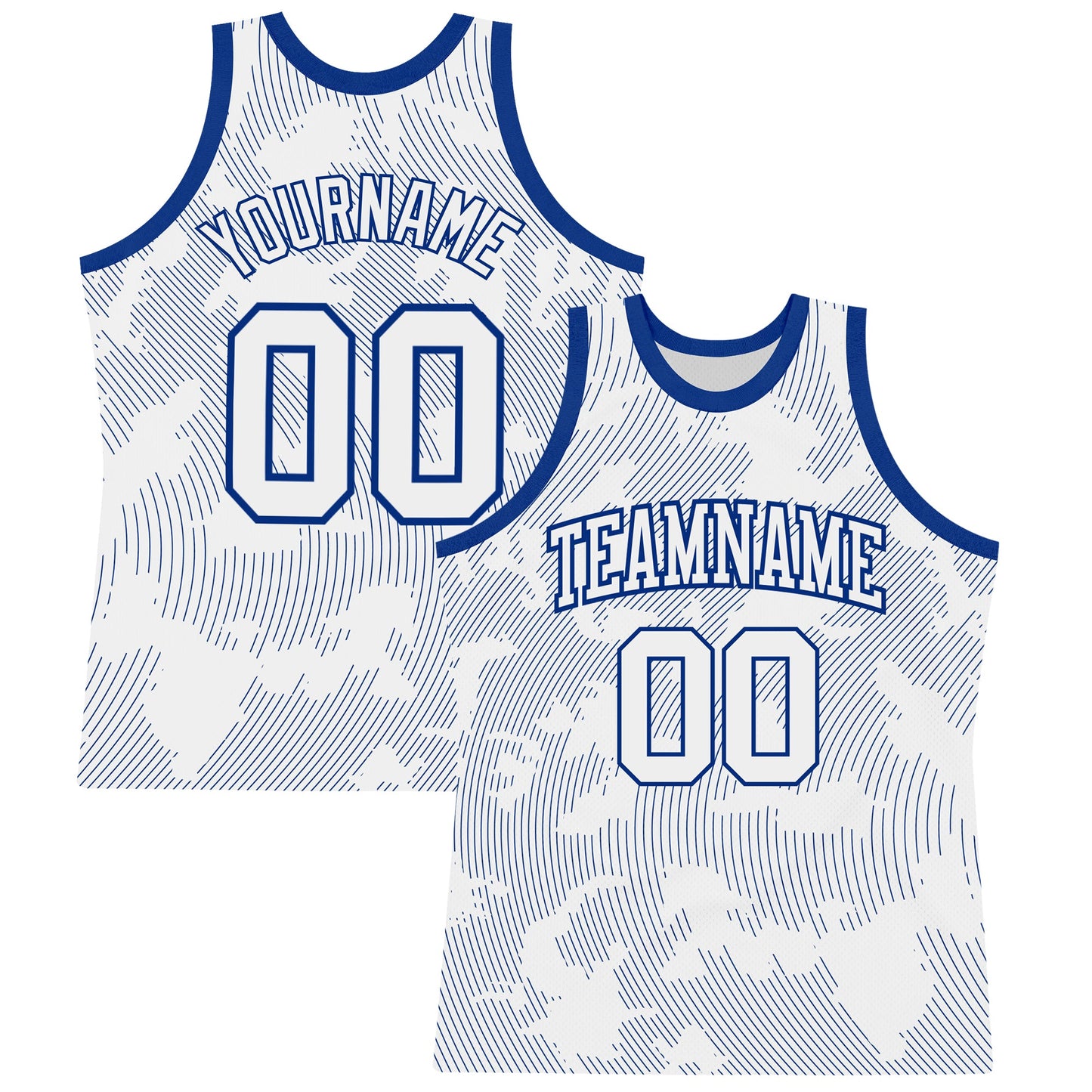 Custom White Royal Curve Lines Round Neck Sublimation Basketball Set Jersey - Main View