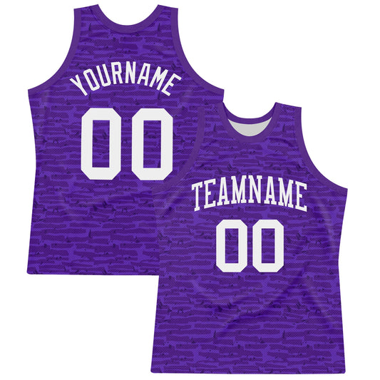 Custom Purple White Fragment Art Round Neck Sublimation Basketball Set Jersey - Main View