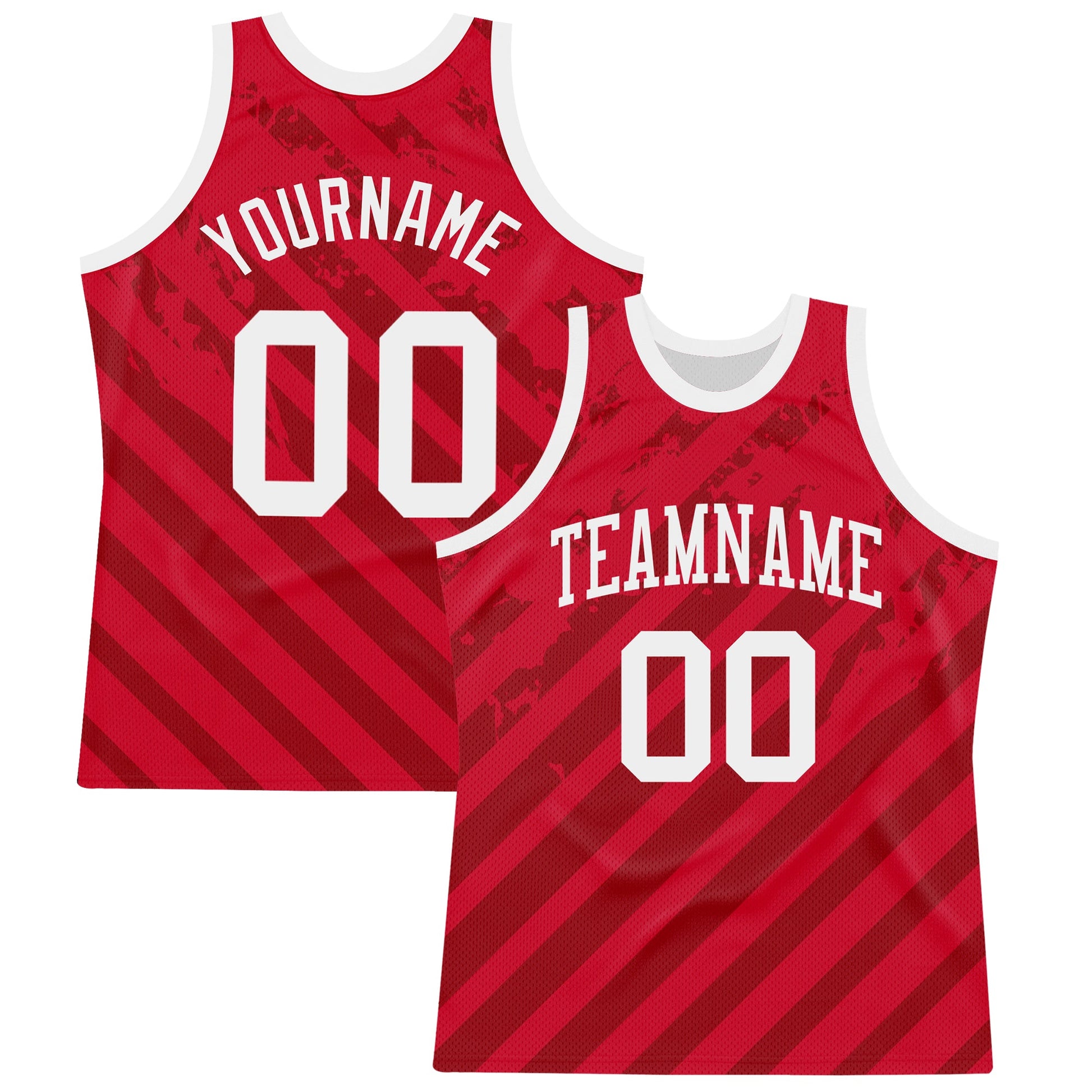 Custom Red White Line Round Neck Sublimation Basketball Set Jersey - Main View