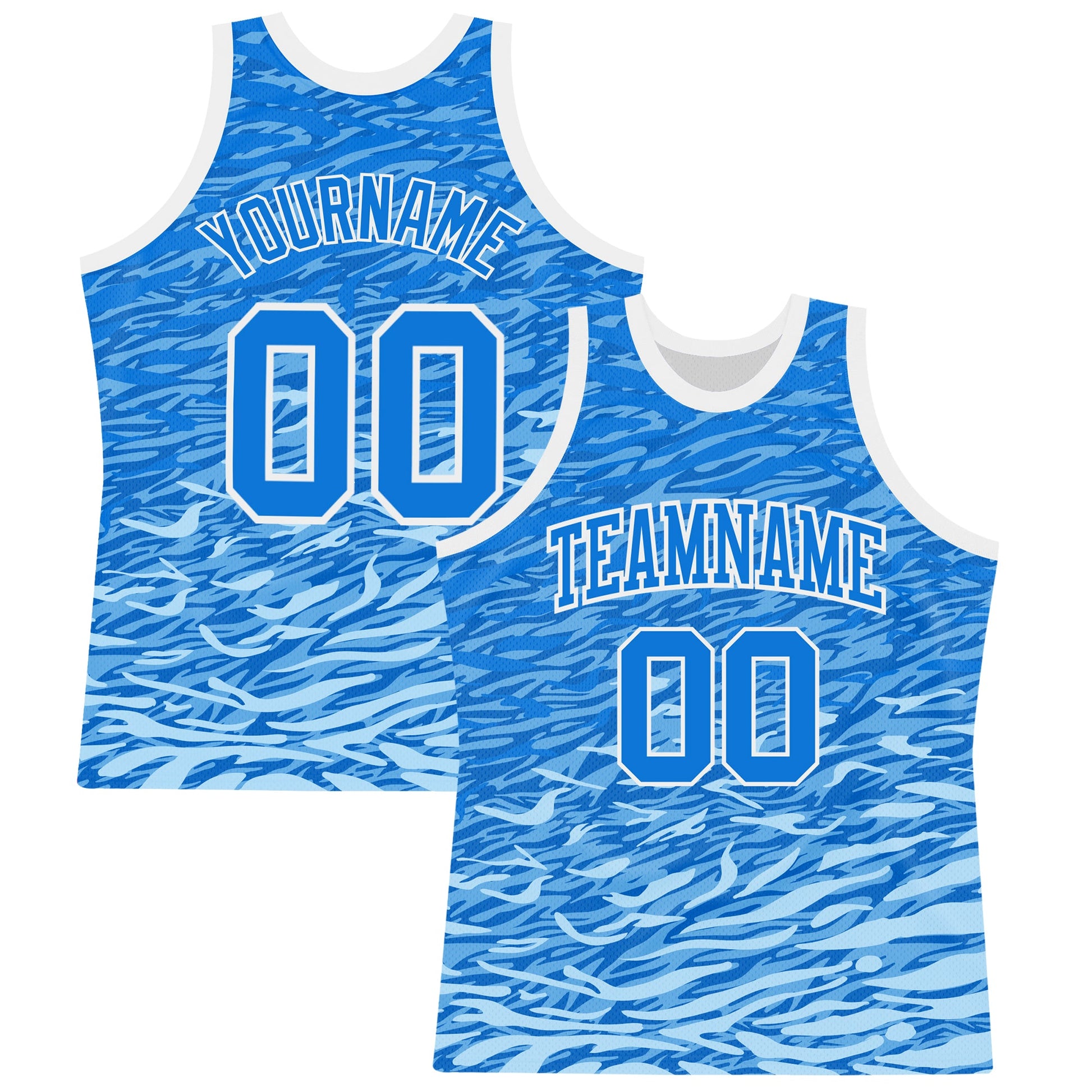 Custom Royal White Wave Round Neck Sublimation Basketball Set Jersey - Main View