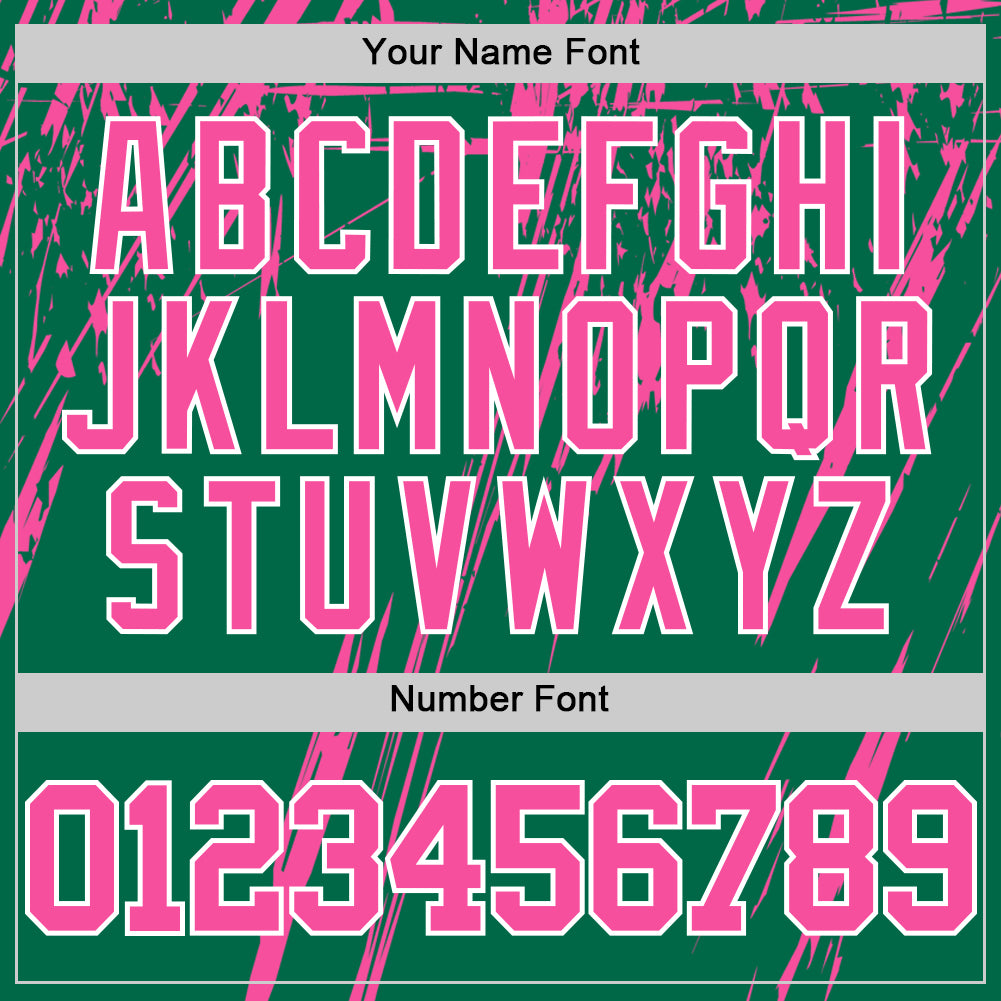 Custom Kelly Green Pink-White Splash Round Neck Sublimation Basketball Set Jersey view 5