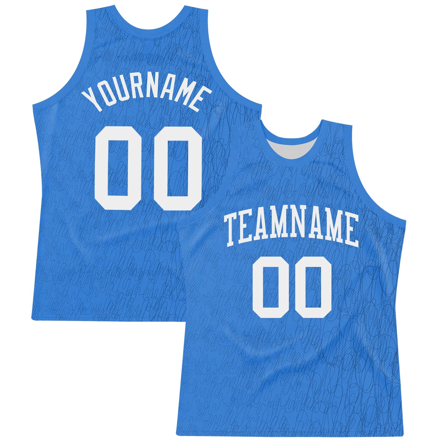 Custom Light Blue White Line Round Neck Sublimation Basketball Set Jersey - Main View
