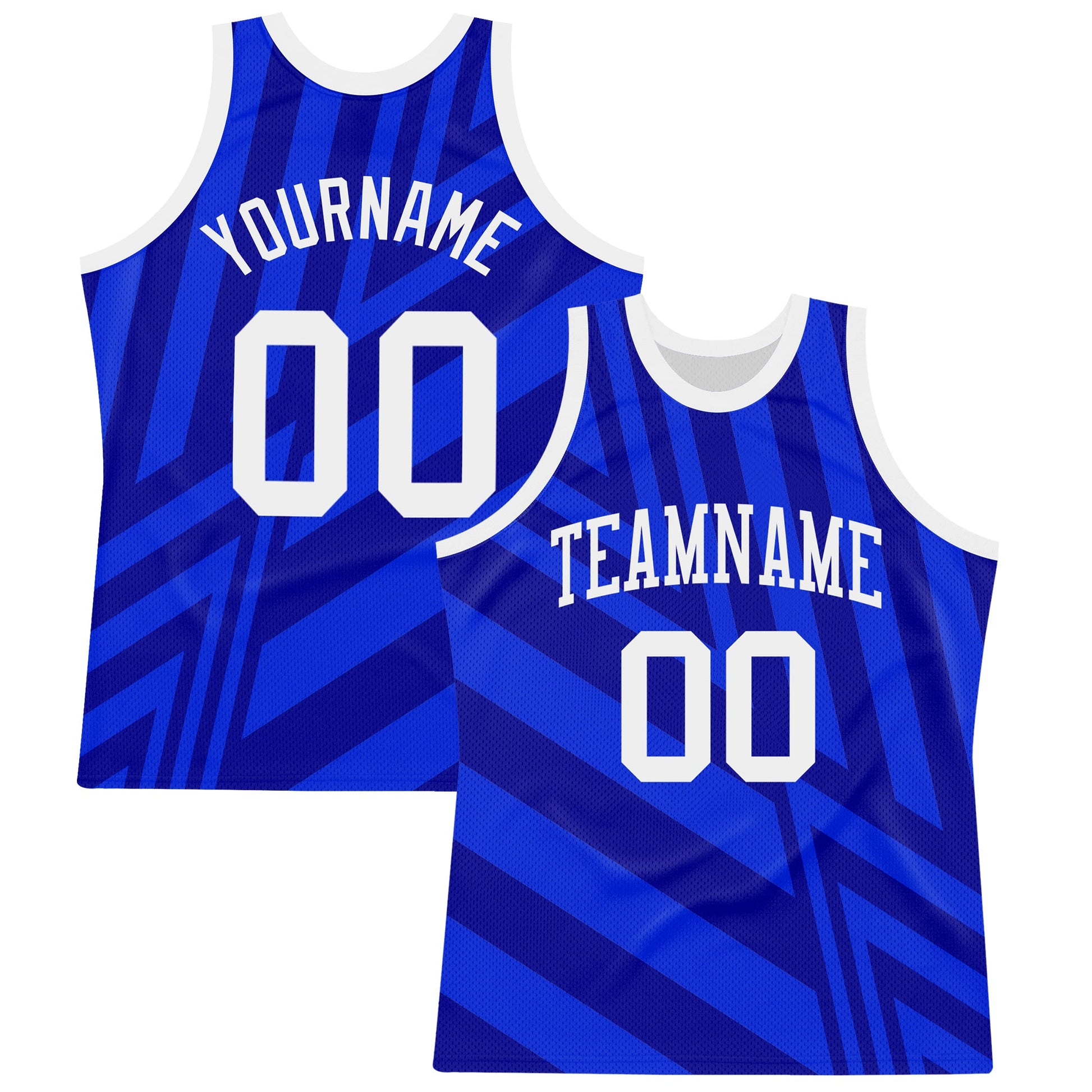 Custom Royal White-Navy Line Round Neck Sublimation Basketball Set Jersey - Main View