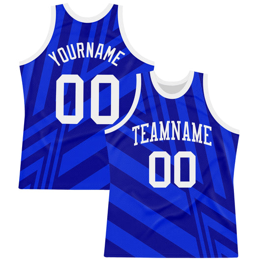 Custom Royal White-Navy Line Round Neck Sublimation Basketball Set Jersey - Main View