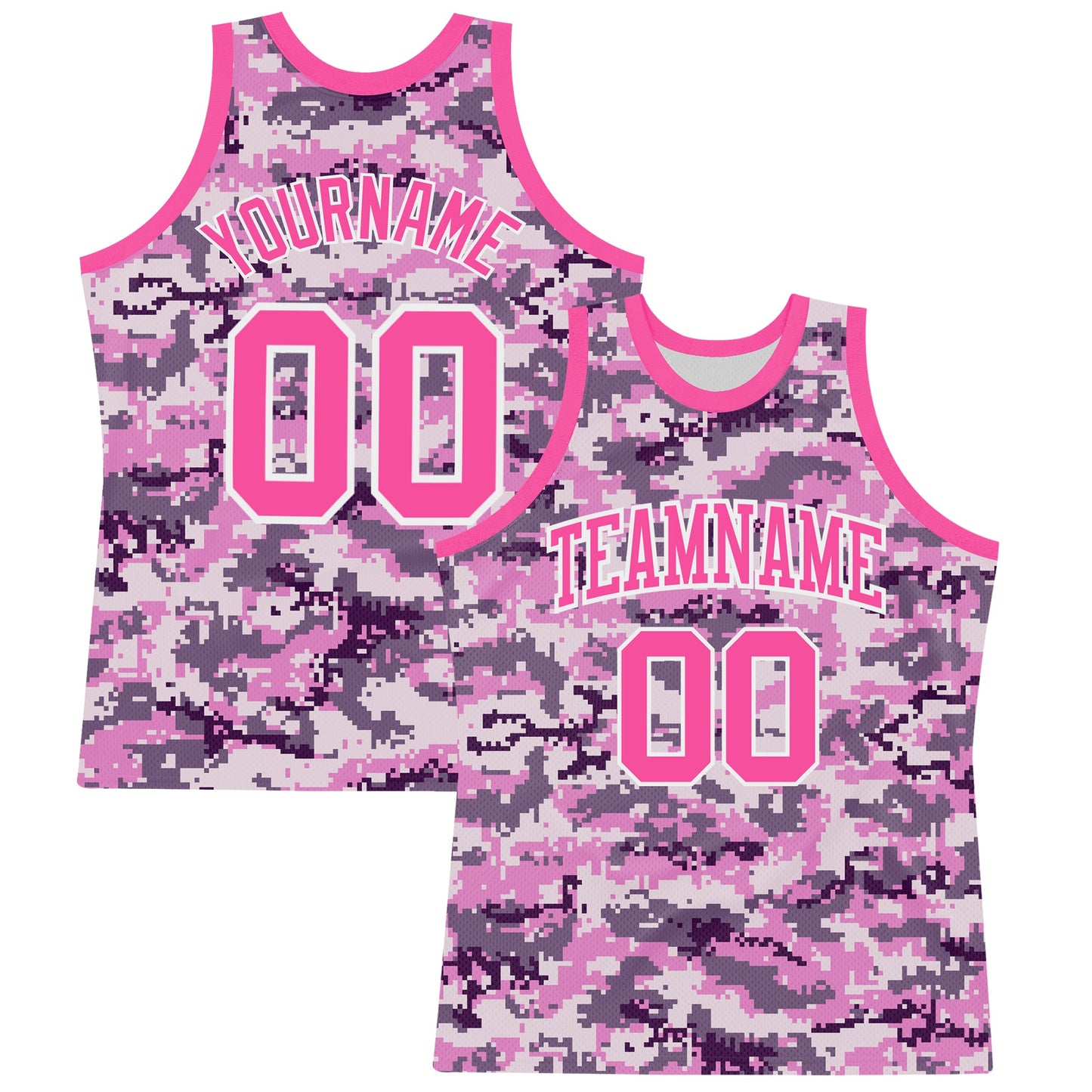 Custom Camo Pink-White Round Neck Sublimation Salute To Service Basketball Set Jersey - Main View