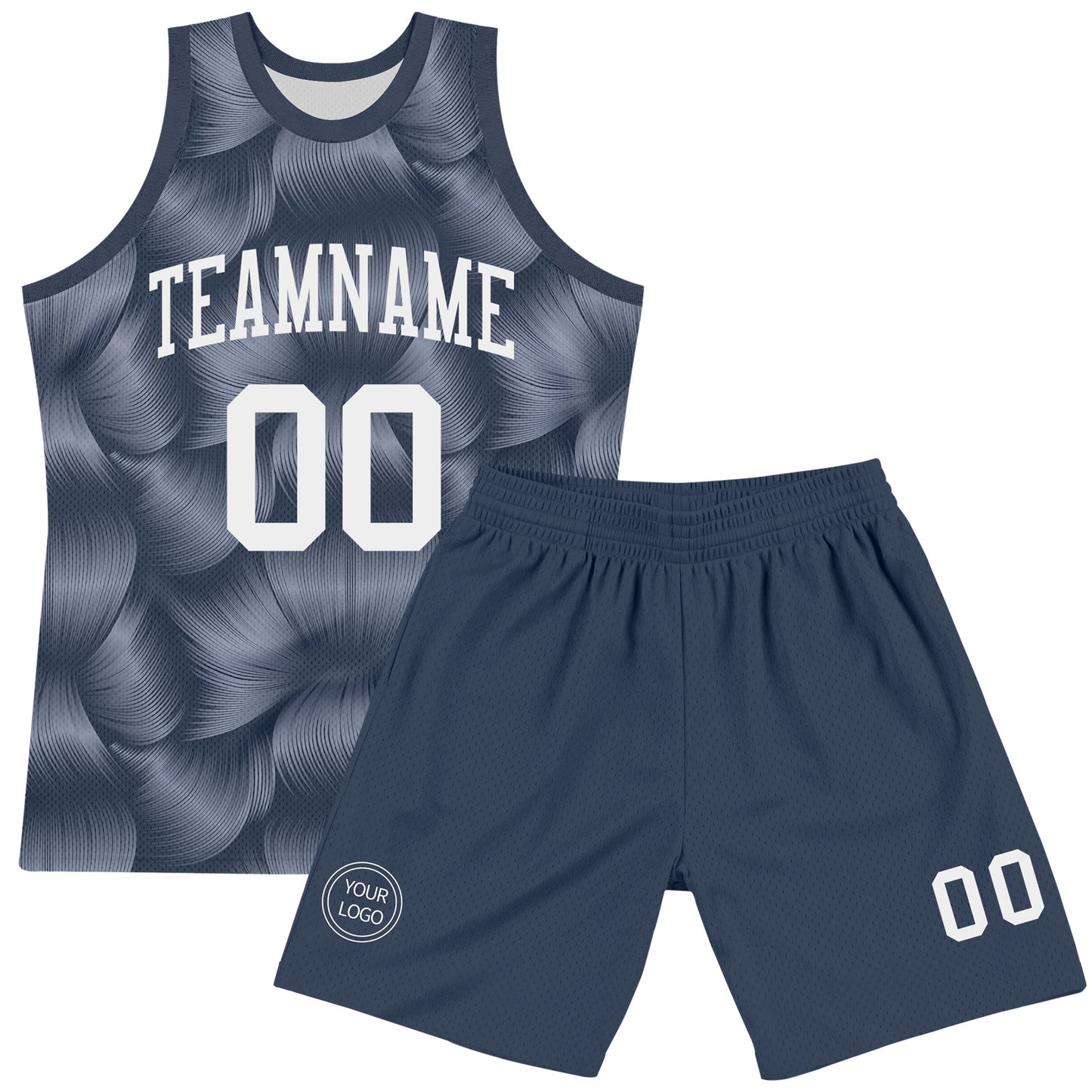 Custom Steel Gray White Line Round Neck Sublimation Basketball Set Jersey view 2