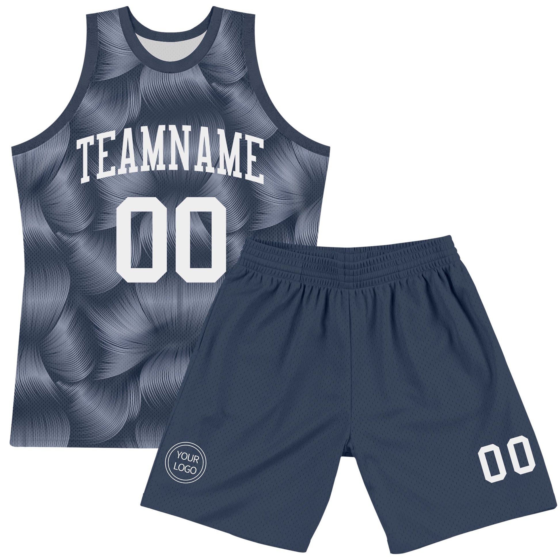 Custom Steel Gray White Line Round Neck Sublimation Basketball Set Jersey view 2
