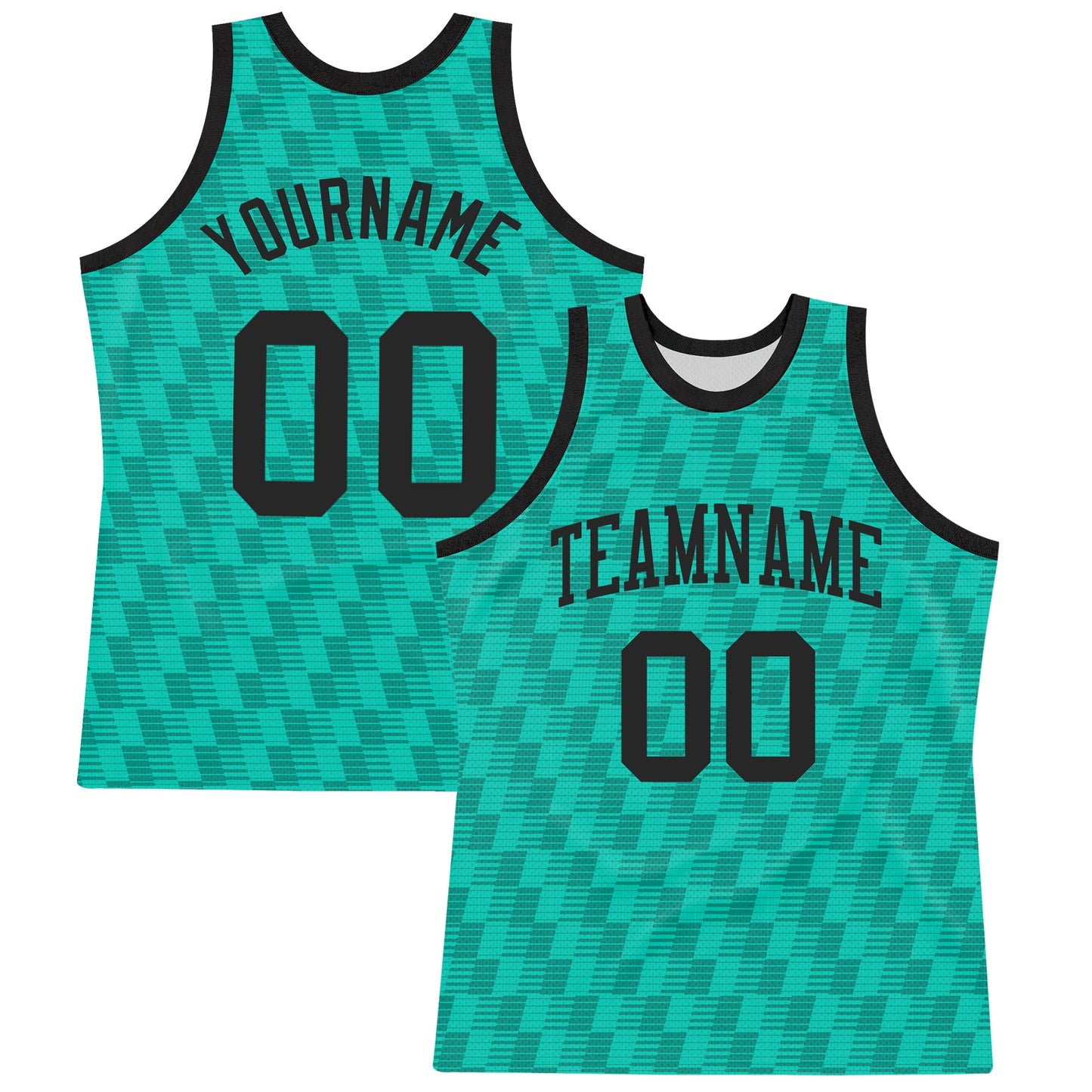 Custom Teal White Line Round Neck Sublimation Basketball Set Jersey - Main View