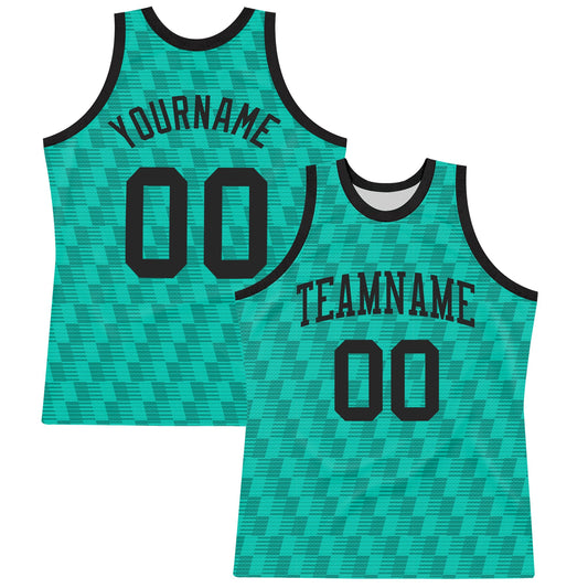 Custom Teal White Line Round Neck Sublimation Basketball Set Jersey - Main View