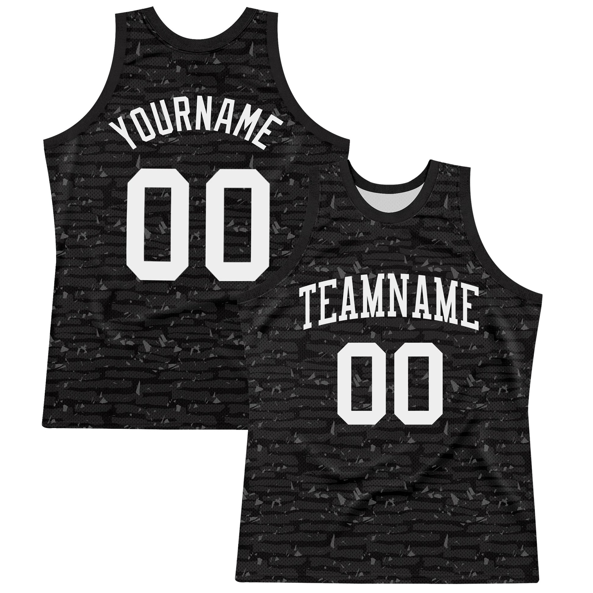 Custom Black White Fragment Art Round Neck Sublimation Basketball Set Jersey - Main View