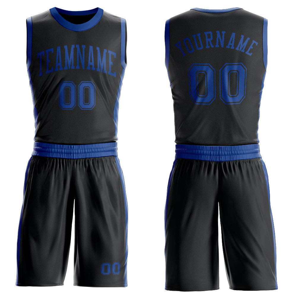 Custom Black Royal Round Neck Basketball Uniform Jersey - Main View