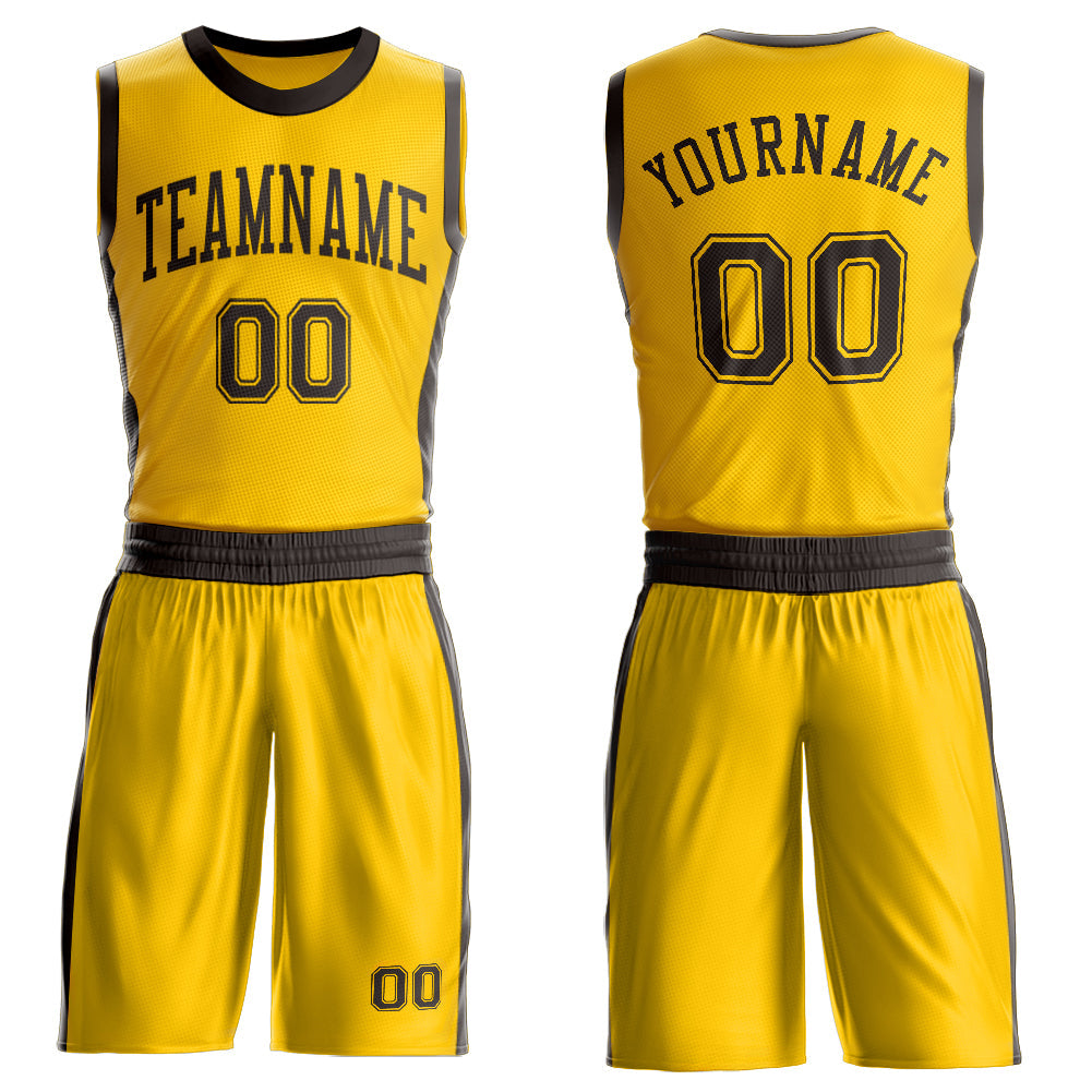 Custom Gold Brown Round Neck Basketball Uniform Jersey - Main View