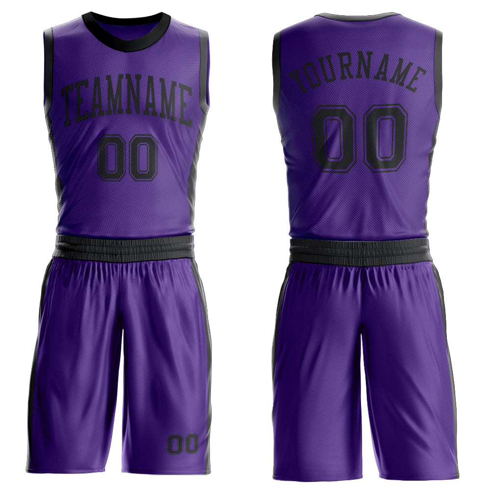 Custom Purple Black Round Neck Basketball Uniform Jersey - Main View