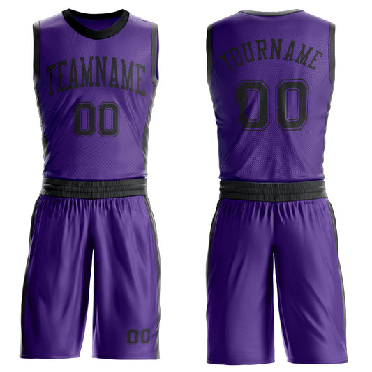 Custom Purple Black Round Neck Basketball Uniform Jersey - Main View
