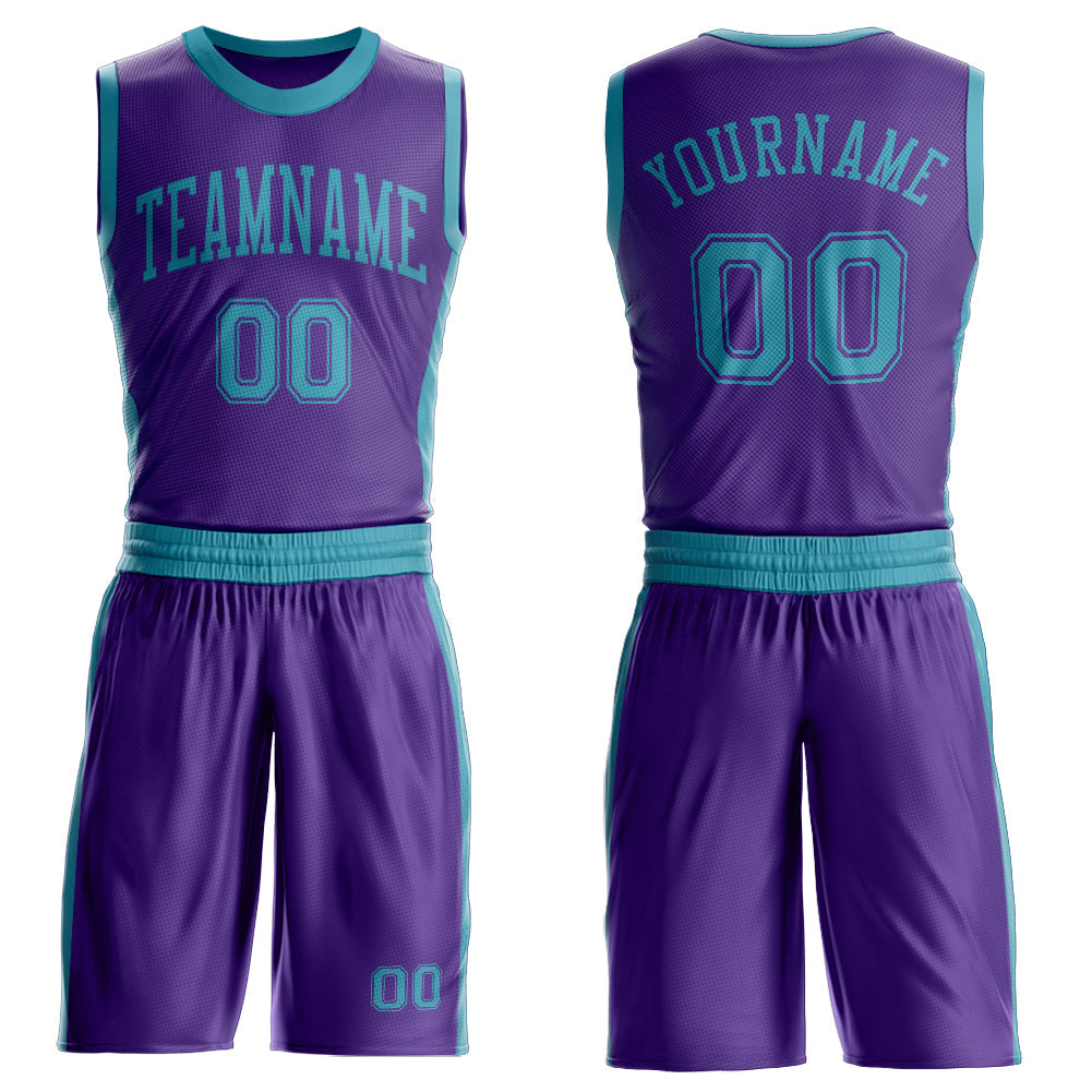 Custom Purple Teal Round Neck Basketball Uniform Jersey - Main View