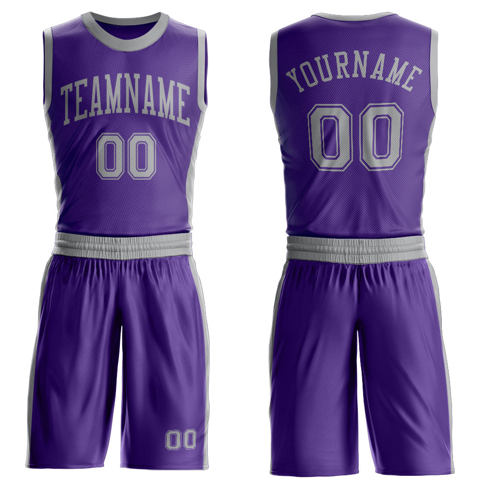 Custom Purple Gray Round Neck Basketball Uniform Jersey - Main View