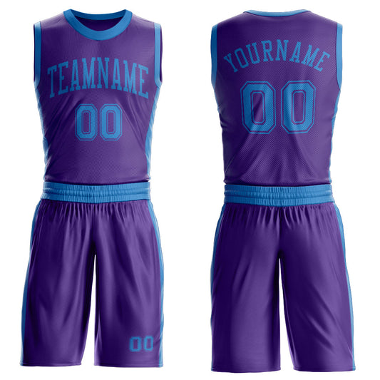Custom Purple Blue Round Neck Basketball Uniform Jersey - Main View