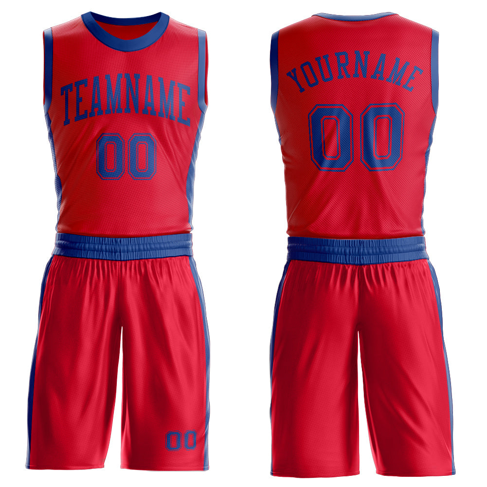 Custom Red Royal Round Neck Basketball Uniform Jersey - Main View
