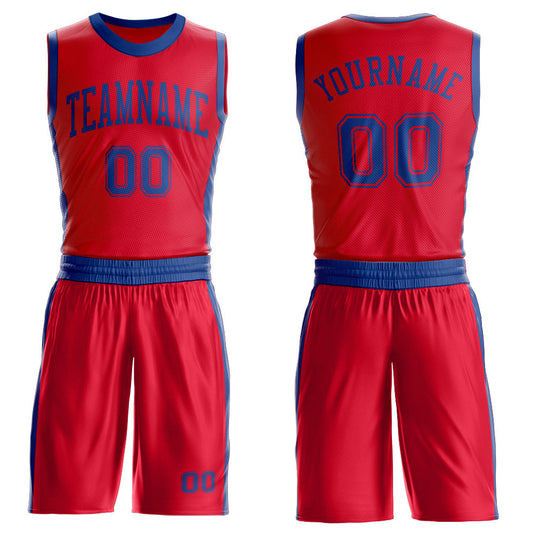 Custom Red Royal Round Neck Basketball Uniform Jersey - Main View
