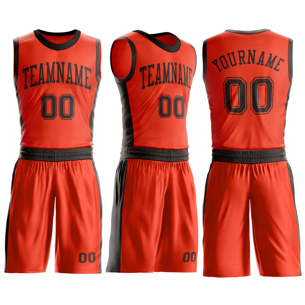 Custom Orange Brown Round Neck Basketball Uniform Jersey view 3