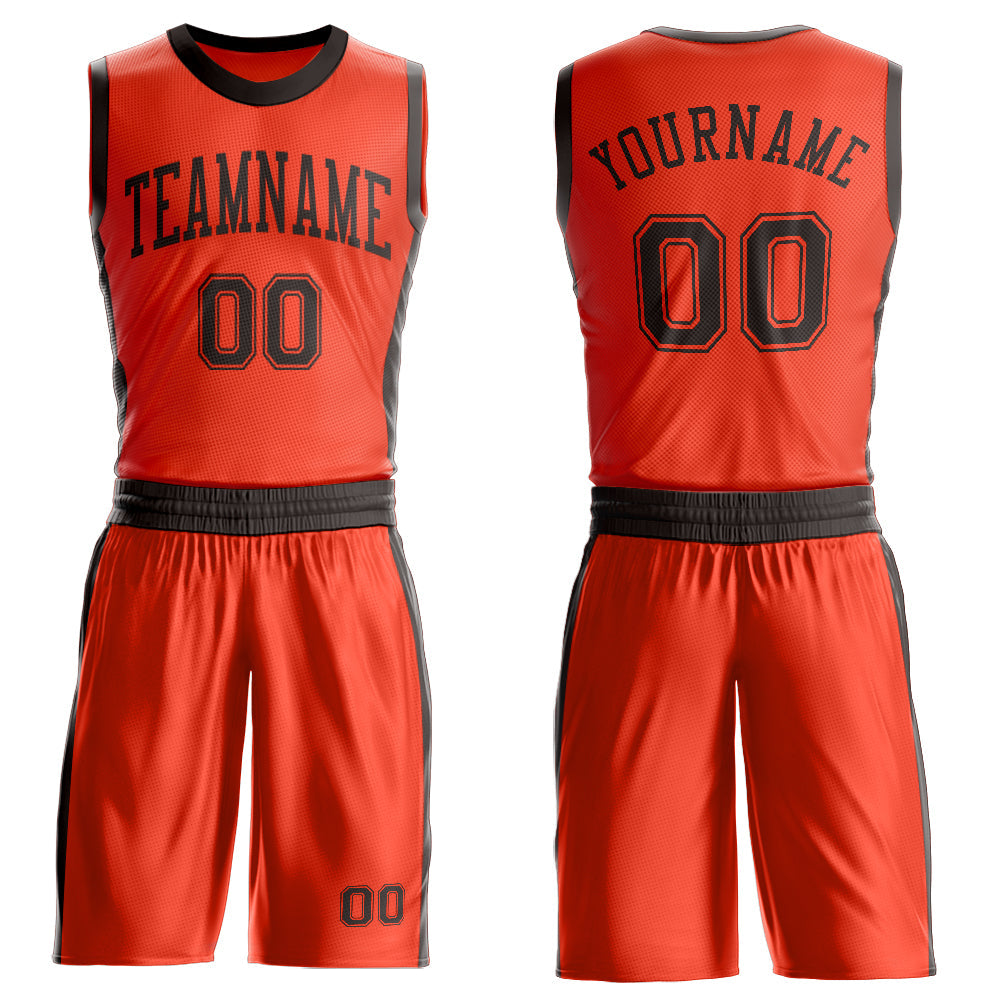 Custom Orange Brown Round Neck Basketball Uniform Jersey - Main View