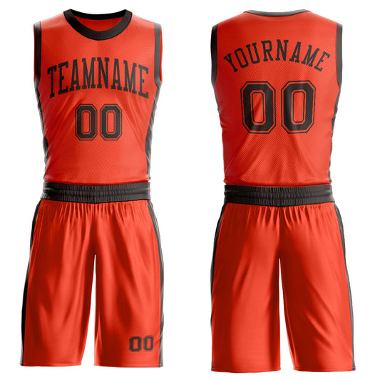 Custom Orange Brown Round Neck Basketball Uniform Jersey - Main View