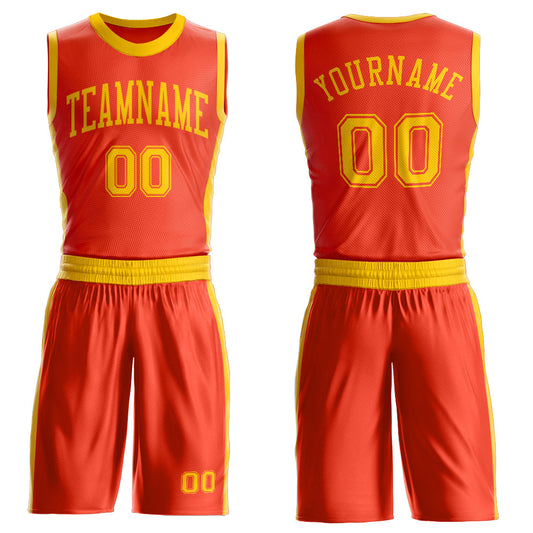 Custom Orange Gold Round Neck Basketball Uniform Jersey - Main View