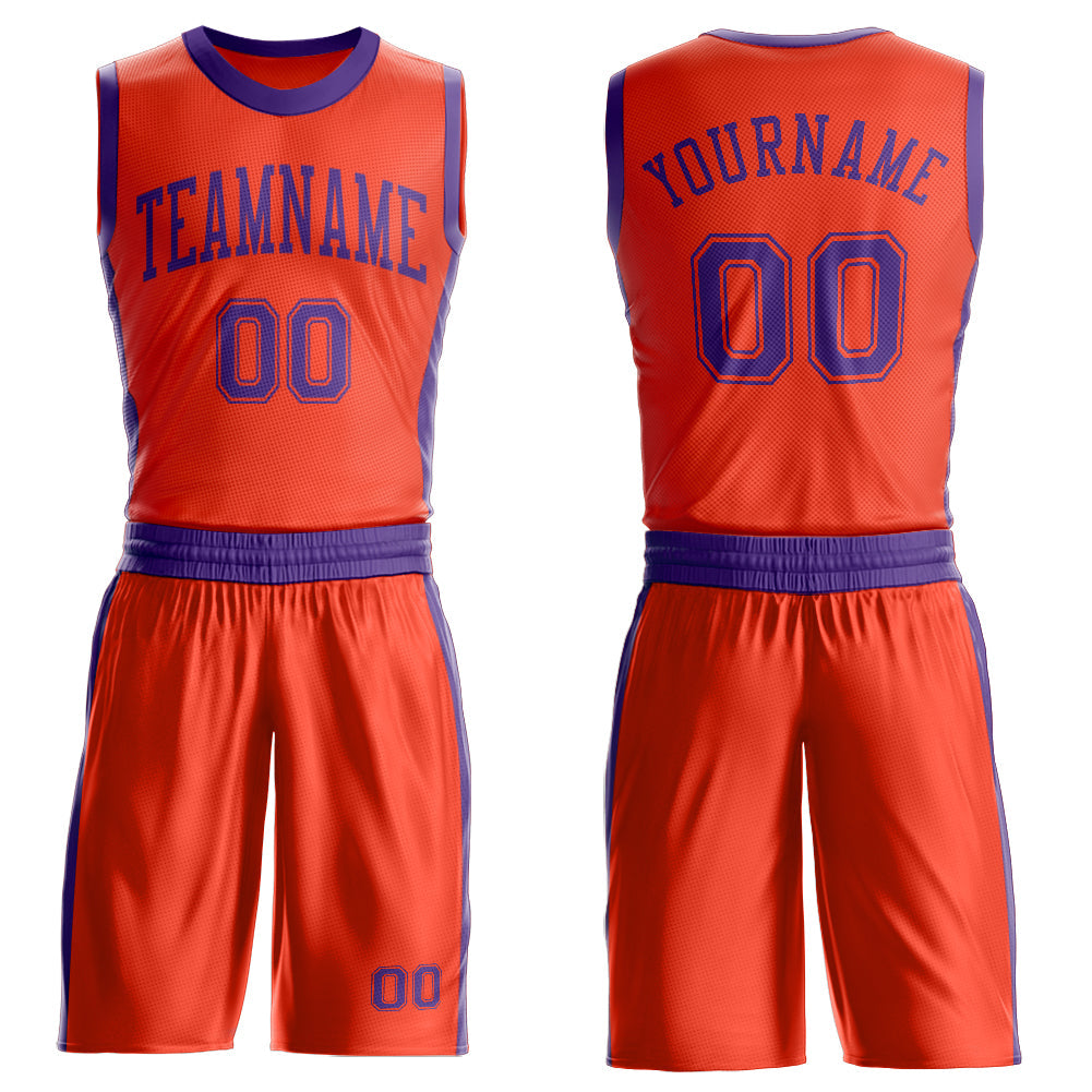 Custom Orange Purple Round Neck Basketball Uniform Jersey - Main View
