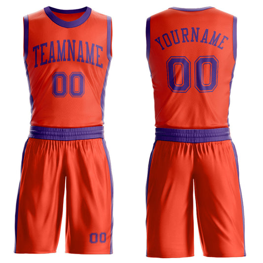 Custom Orange Purple Round Neck Basketball Uniform Jersey - Main View