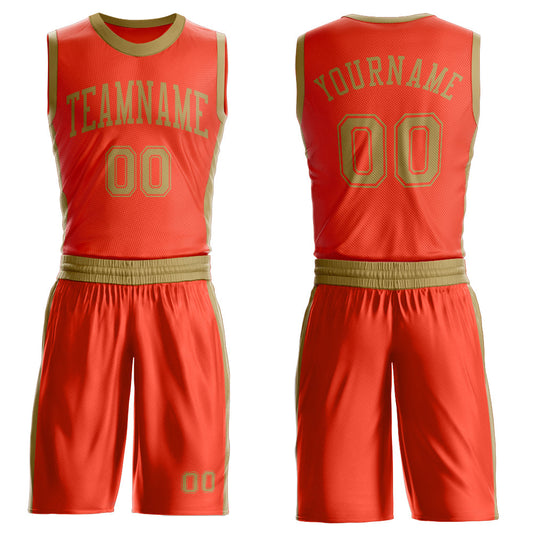 Custom Orange Old Gold Round Neck Basketball Uniform Jersey - Main View