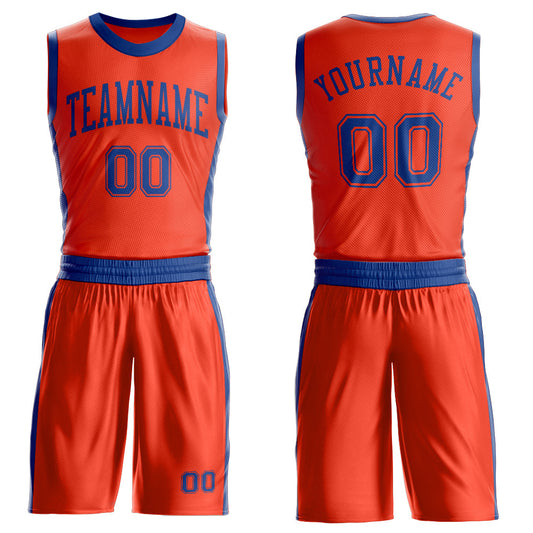 Custom Orange Royal Round Neck Basketball Uniform Jersey - Main View