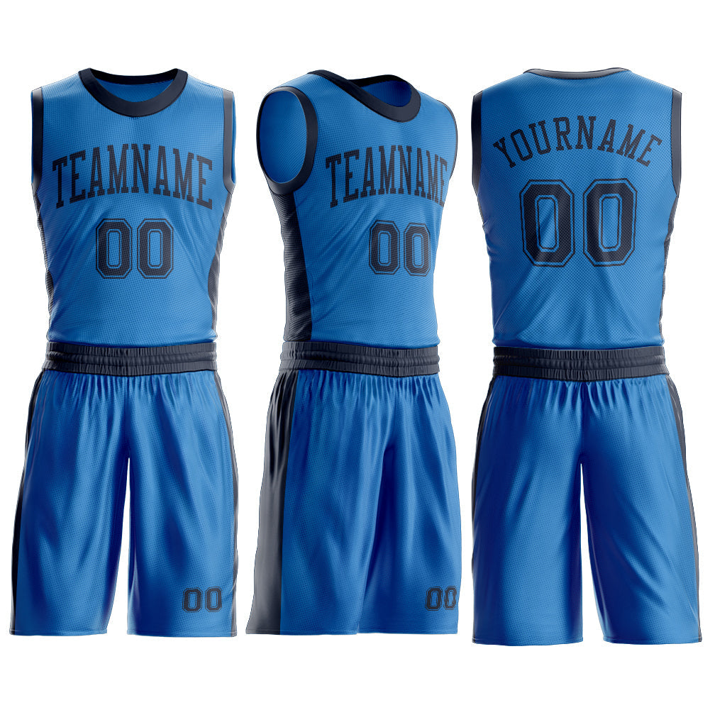 Custom Blue Navy Round Neck Basketball Uniform Jersey view 3