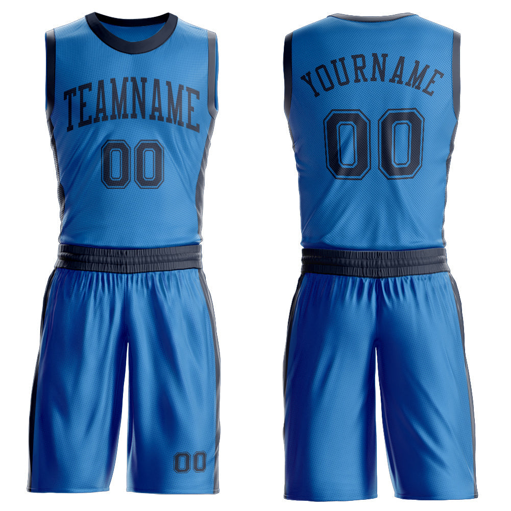 Custom Blue Navy Round Neck Basketball Uniform Jersey - Main View