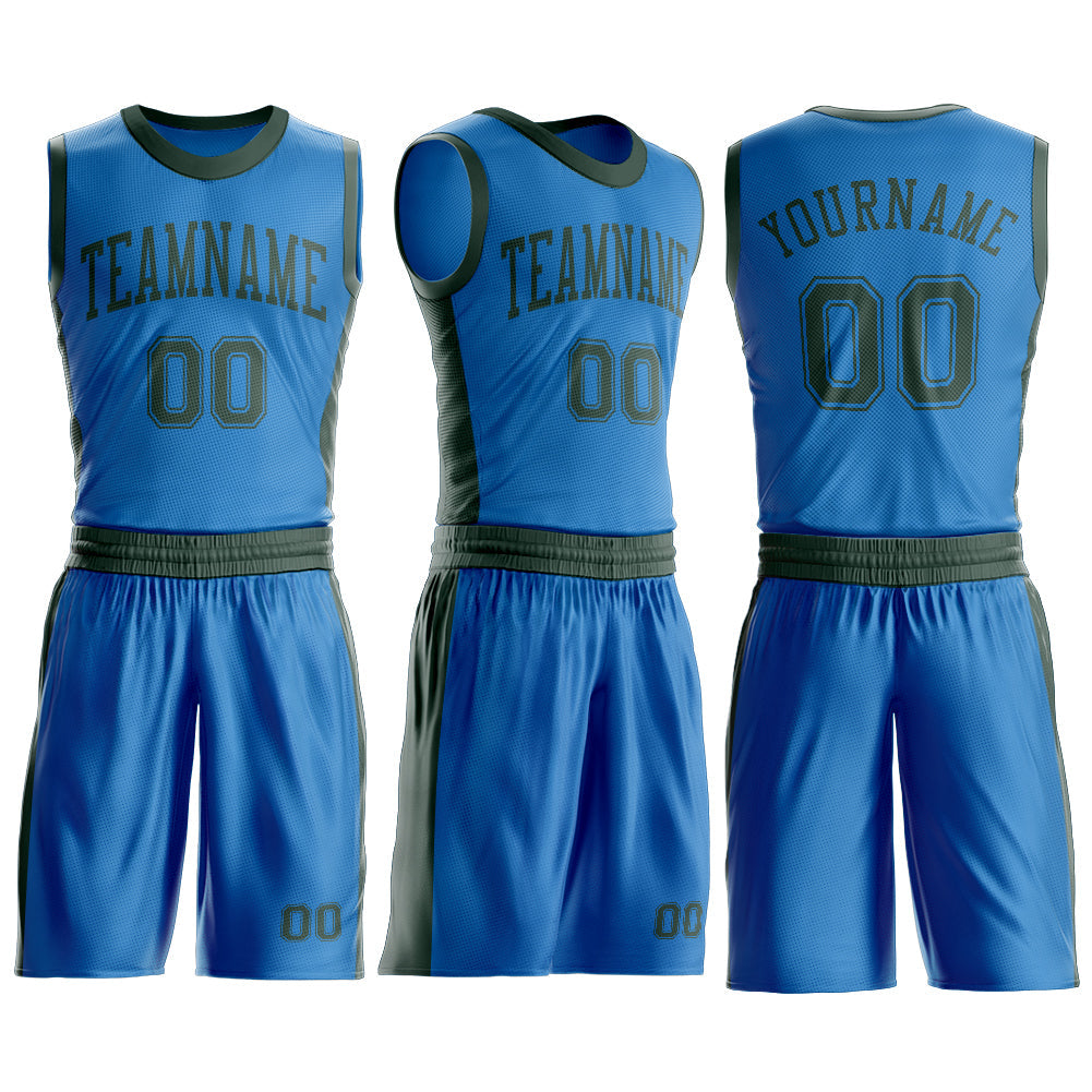 Custom Blue Green Round Neck Basketball Uniform Jersey view 3