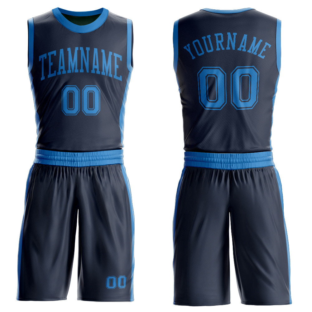 Custom Navy Blue Round Neck Basketball Uniform Jersey - Main View