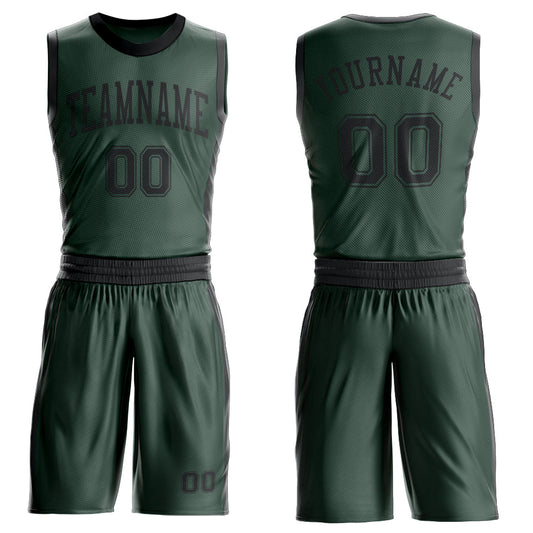 Custom Green Black Round Neck Basketball Uniform Jersey - Main View